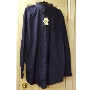 Mens navy blue button down long sleeve shirt